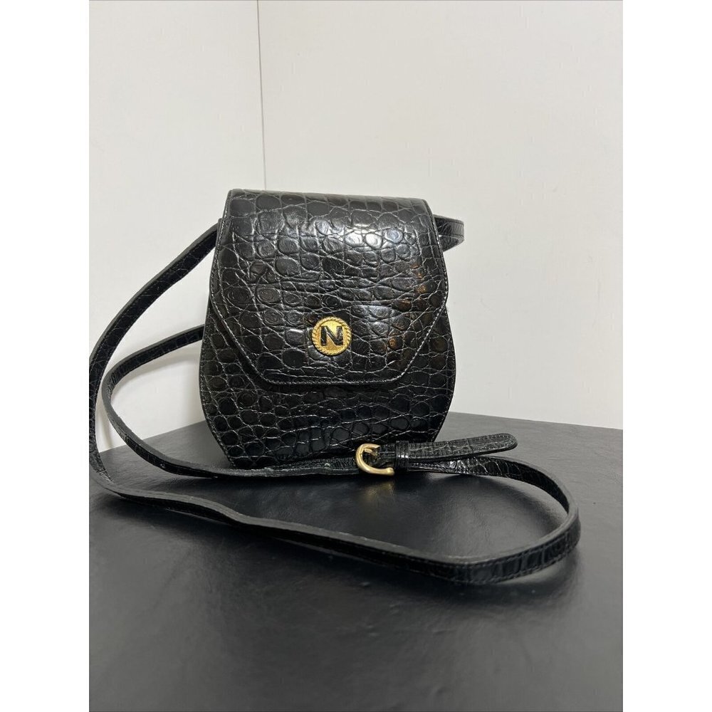 Vintage Albert Nipon Embossed Leather Crossbody B… - image 1